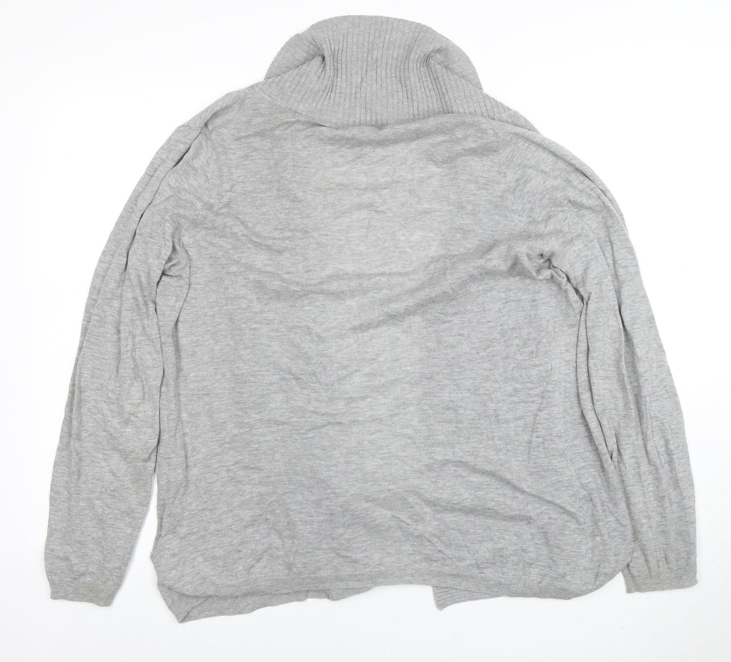 Banana Republic Women's Grey Cotton Roll Neck Cardigan Size L