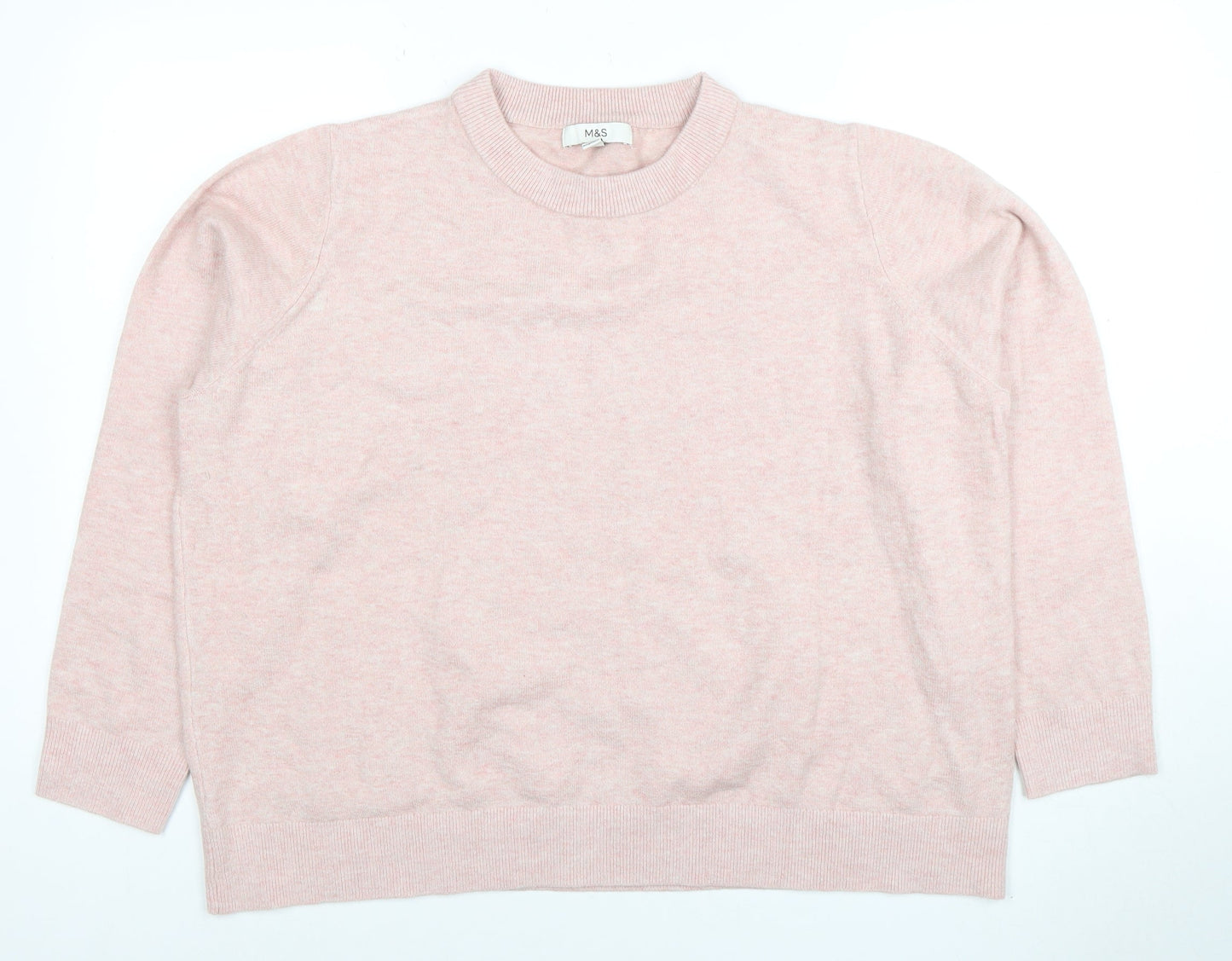 Marks and Spencer Womens Pink Crew Neck Knit Jumper XL