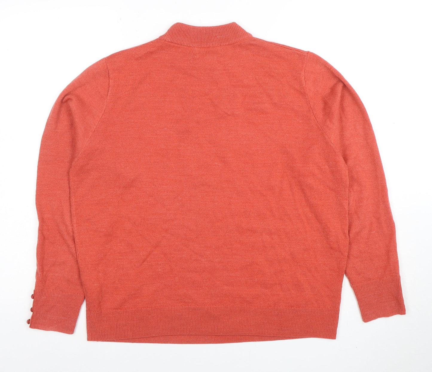 Honor Millburn Women's Orange Cable-Knit Mock Neck Jumper M