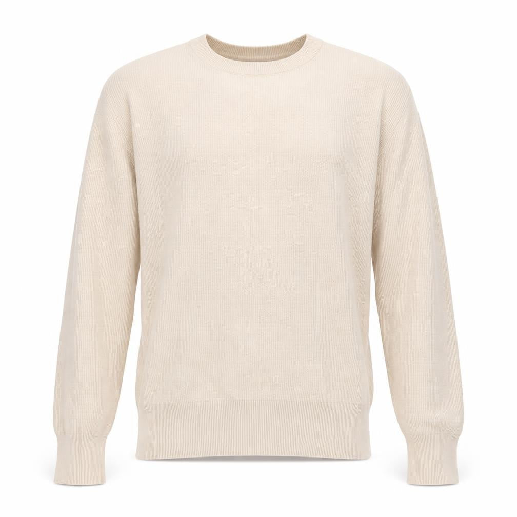 Zara Men's Beige Cotton Crew Neck Jumper Size M