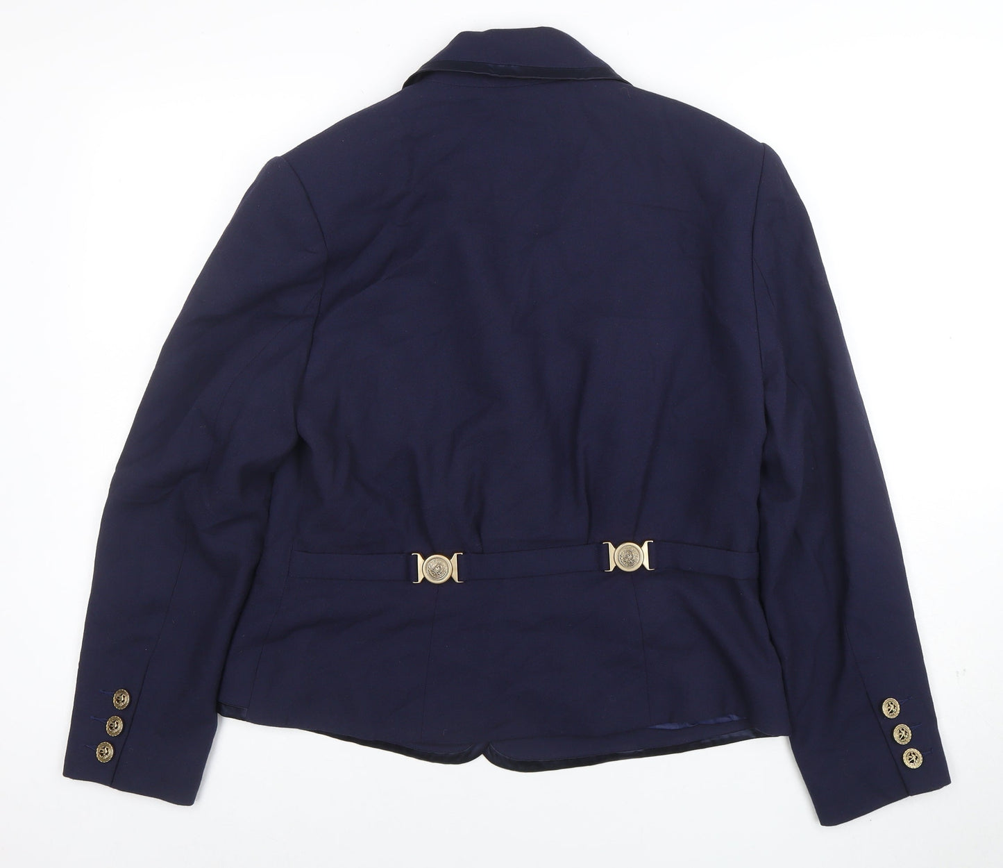 Together Women Navy Blue Single-Breasted Blazer UK 14 Polyester Viscose