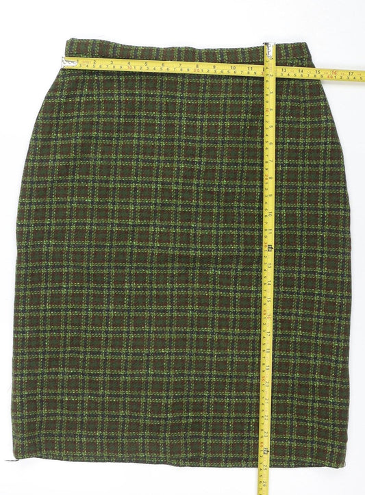 Pendleton Womens Green Wool Tweed Plaid Pencil Skirt M Retro Vintage