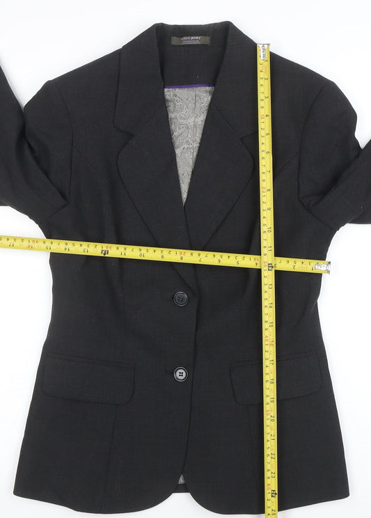 Simon Jersey Women's Black Wool Blend Two-Button Suit Jacket Size 8