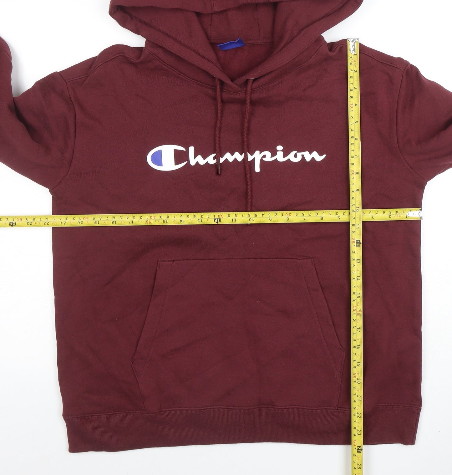 Champion Men’s Red Pullover Hoodie Medium Logo Cotton Sweatshirt