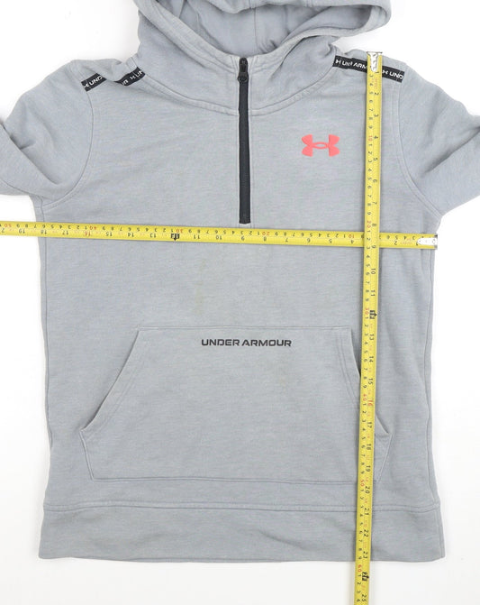 Under Armour Boys Grey 1/2 Zip Hoodie Cotton Blend YLG