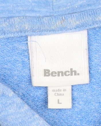 Bench Men's Blue Pullover Hoodie L Regular Cotton Blend