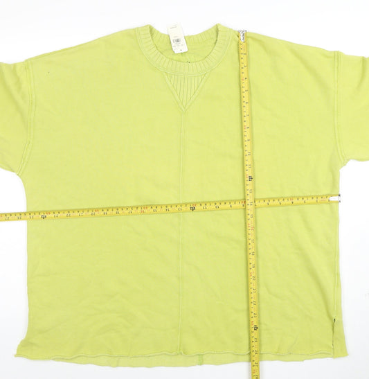 Aerie Womens Green XS Pullover Sweatshirt Crew Neck Graphic Print Cotton