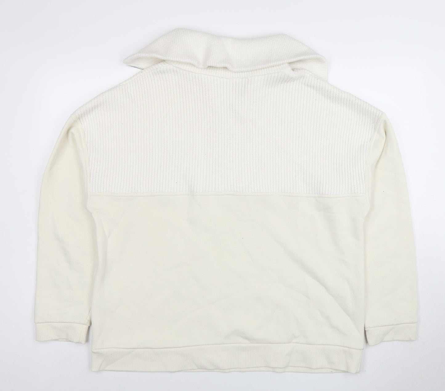 Zara Men Ivory Knit 1/2 Zip High Neck Sweatshirt Size L