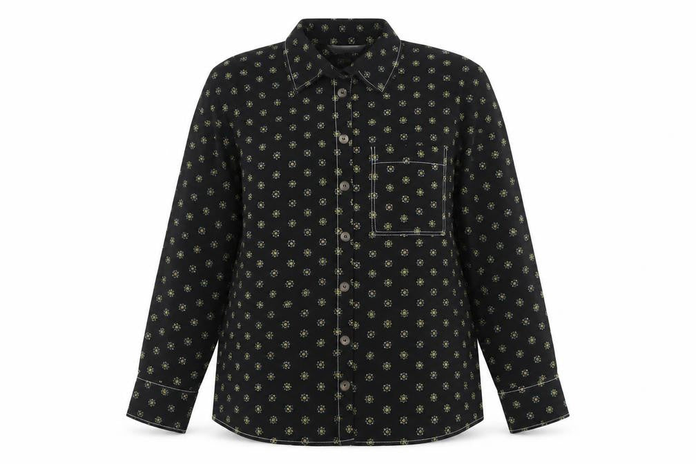 Red Herring Womens Black Geometric Long Sleeve Button-Up Shirt Size 14