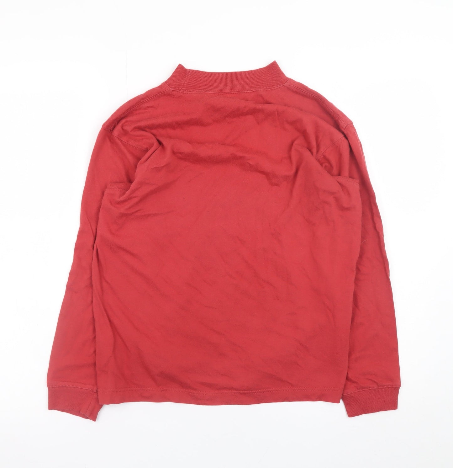 Jumper Mens Red Mock Neck Long Sleeve Cotton T-Shirt Size S