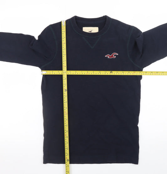 Hollister Men’s Navy Long Sleeve Crew Neck T-Shirt Size S Cotton