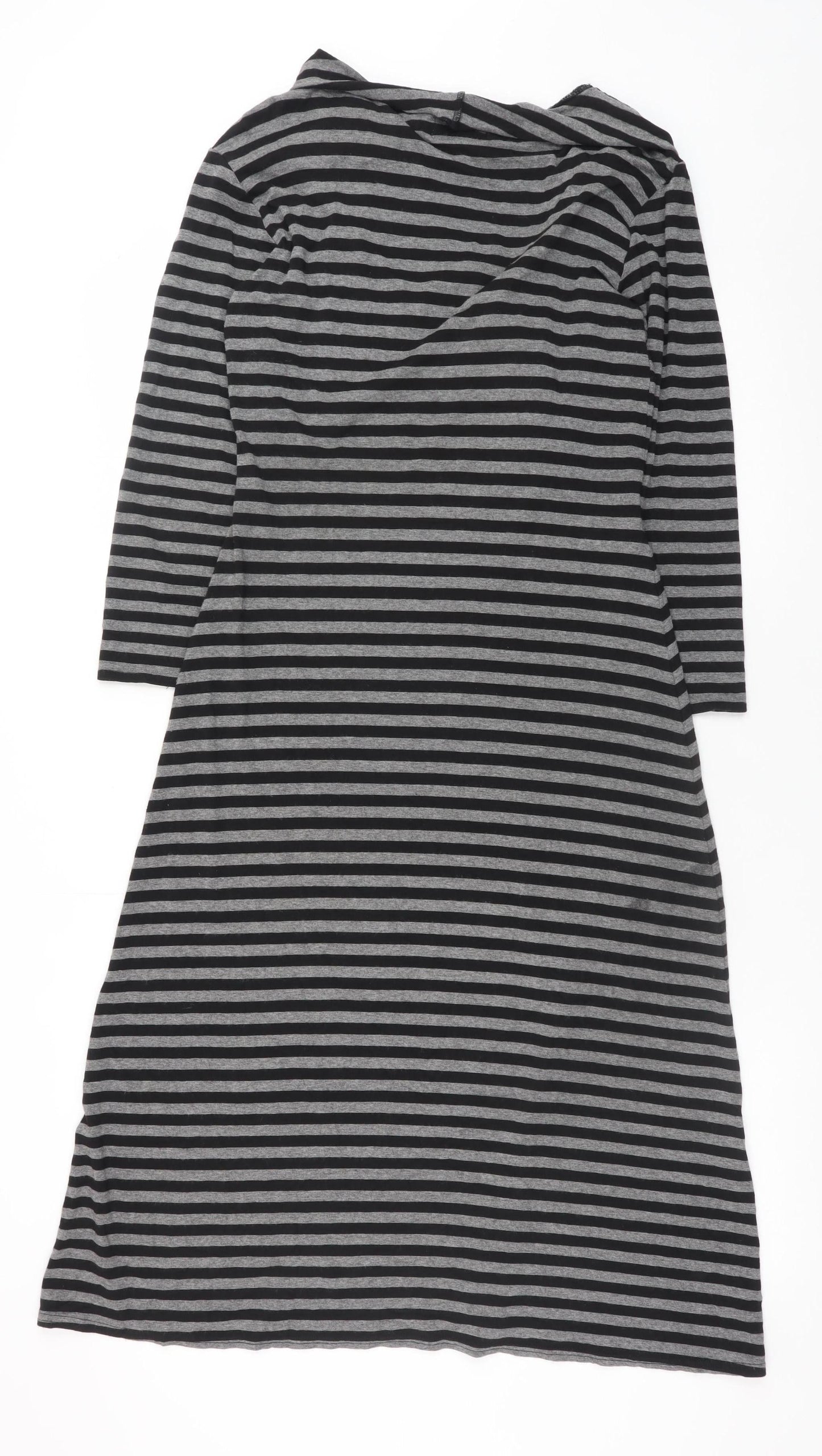 Masai Women Grey Striped A-Line Knee Length Jersey Dress S
