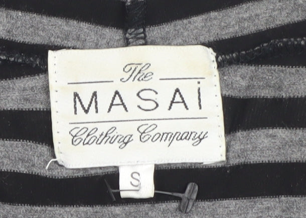 Masai Women Grey Striped A-Line Knee Length Jersey Dress S