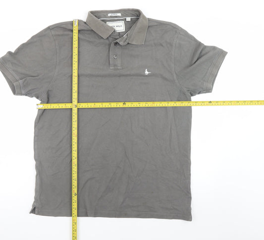 Jack Wills Men's Grey Cotton Polo Shirt L Regular Fit