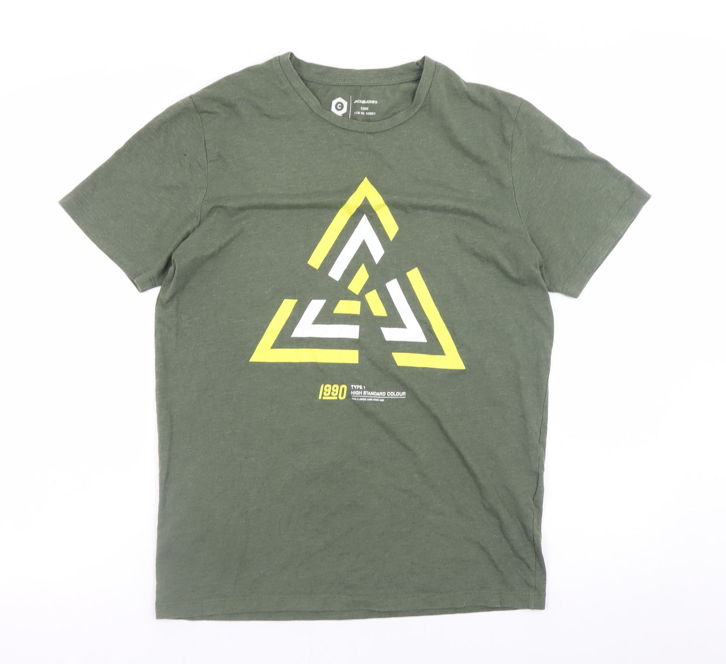 Jack & Jones Men's Green 90s Graphic Crew Neck T-Shirt Size S