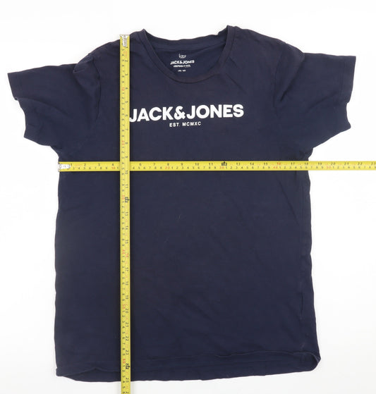 Jack & Jones Boys Navy Blue 16 Years Graphic Print Cotton T-Shirt