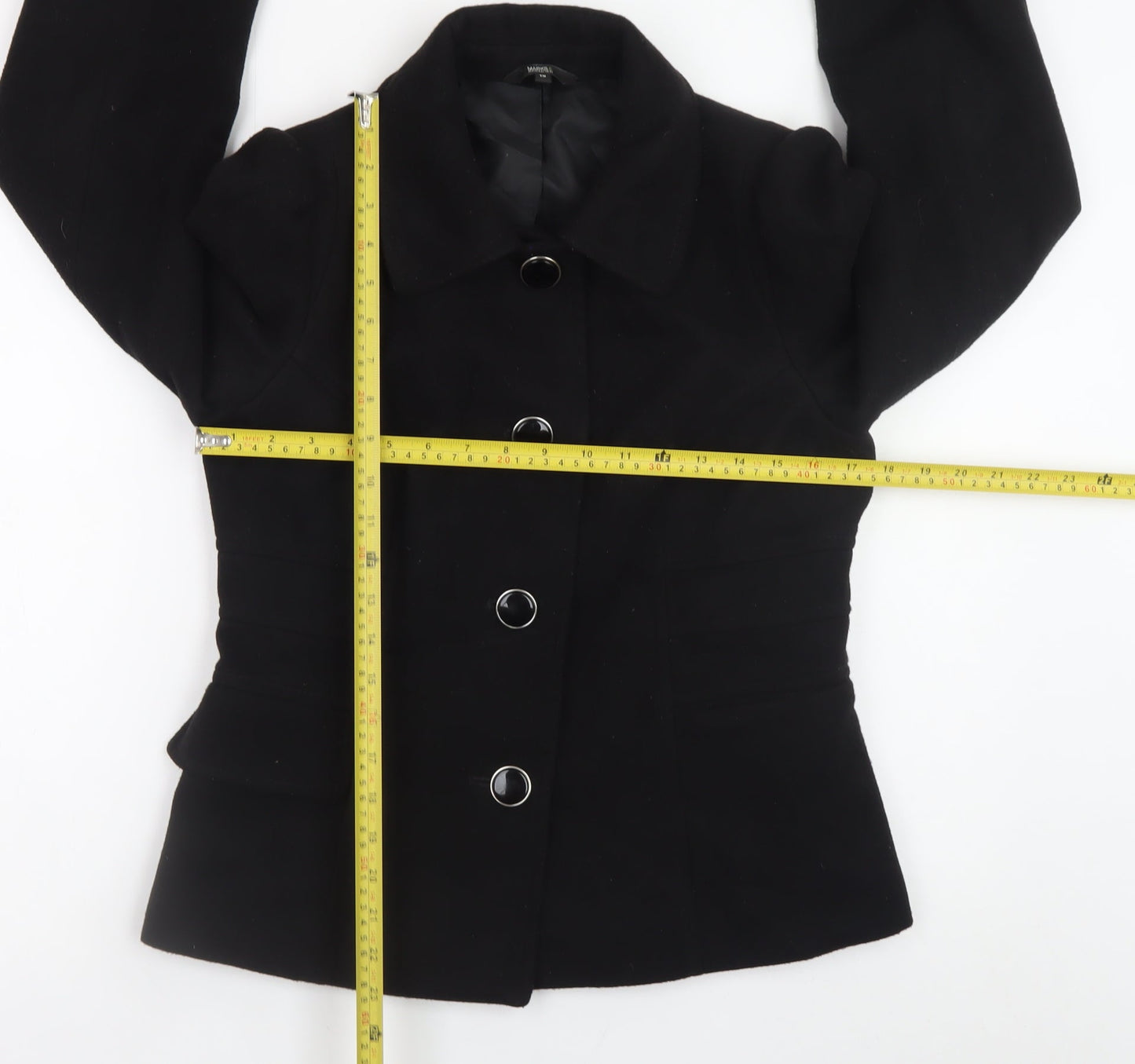 Marks and Spencer Women's Black Wool Blend Blazer Jacket Size 10