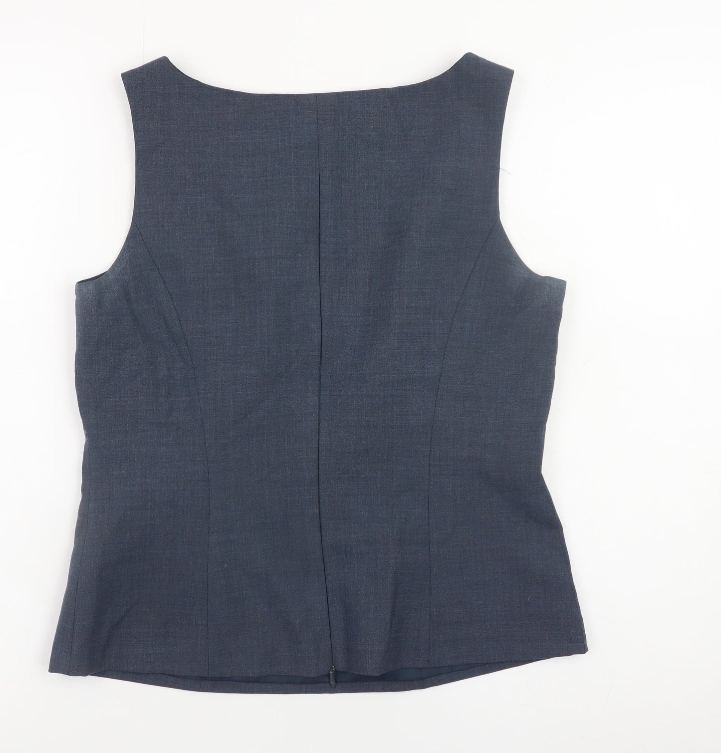 Next Women Blue Wool Blend Sleeveless Blouse UK 12 Workwear