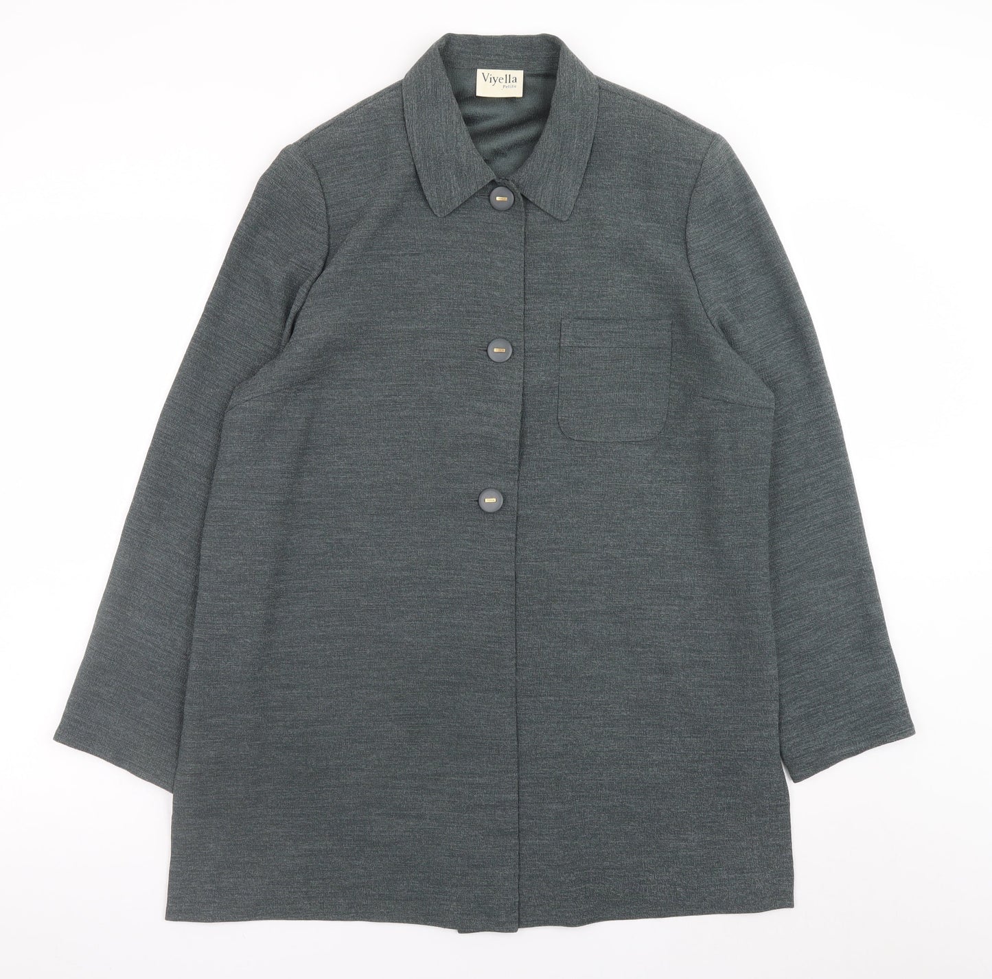 Viyella Petite Women's Grey Button Front Polyester Overcoat UK 14