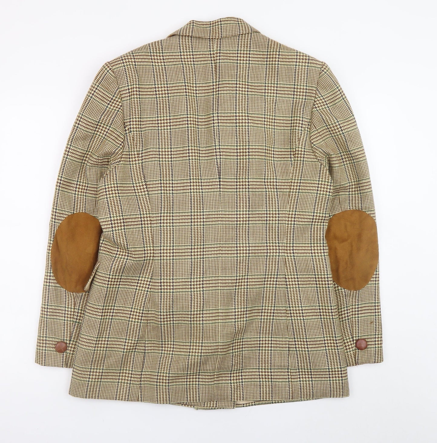Betty Barclay Women's Beige Check Wool Blazer Jacket Size 42 Classic Fit