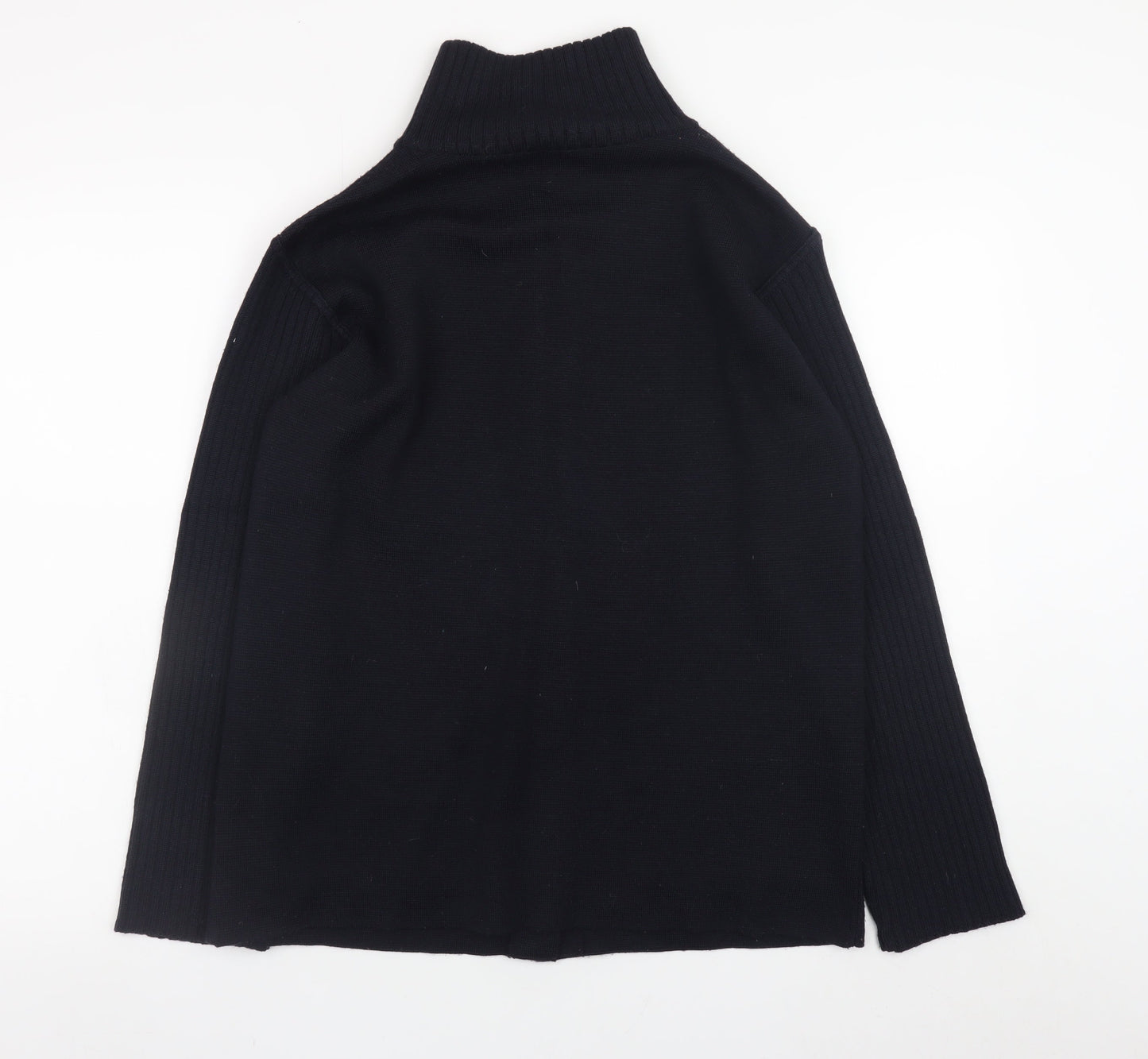 Ciel Ocean Women Black XL Merino Wool Blend Button Cardigan