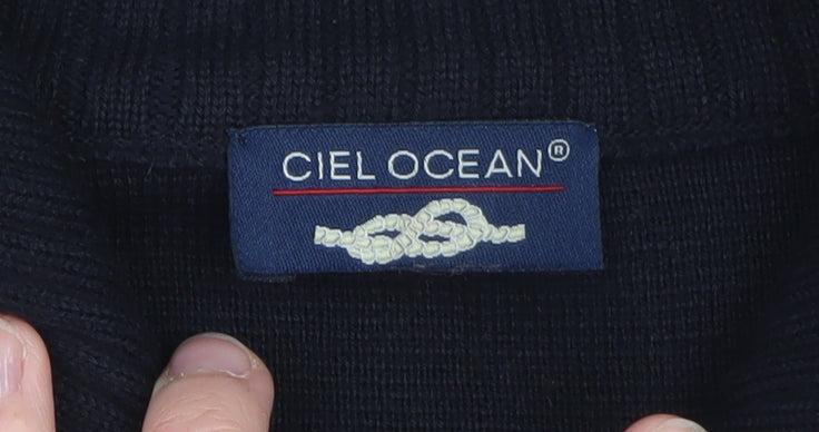 Ciel Ocean Women Black XL Merino Wool Blend Button Cardigan