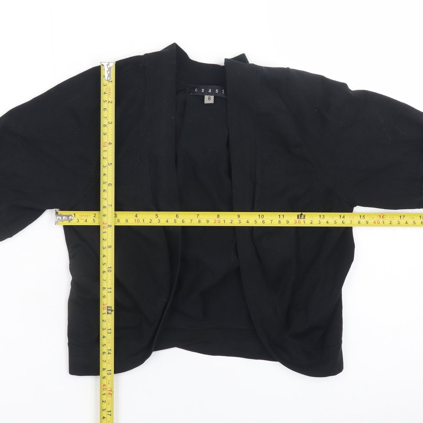 Coast Women Black Size 8 Open Front Shrug Cardigan