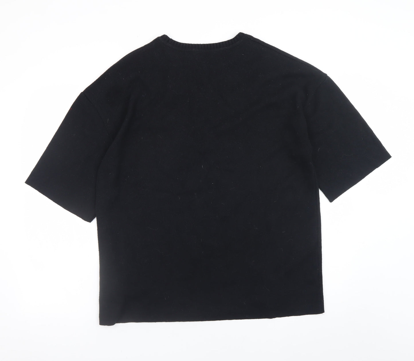 Marks and Spencer Women Black Pearl Beaded Short Sleeve Jumper Size 14