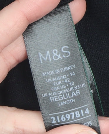 Marks and Spencer Women Black Pearl Beaded Short Sleeve Jumper Size 14
