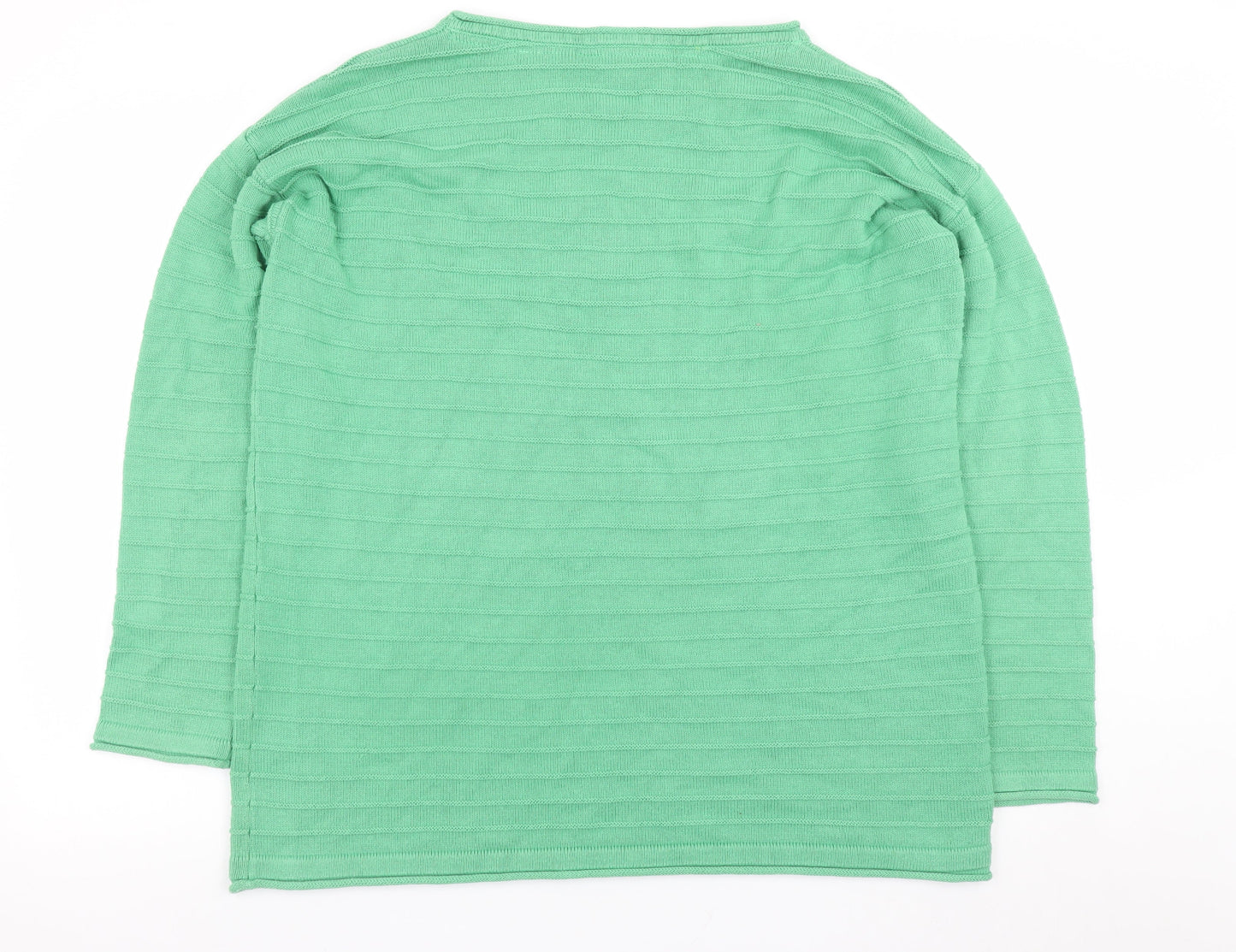 Crew Clothing Women Green Cotton Acrylic Boat Neck Jumper Size 18