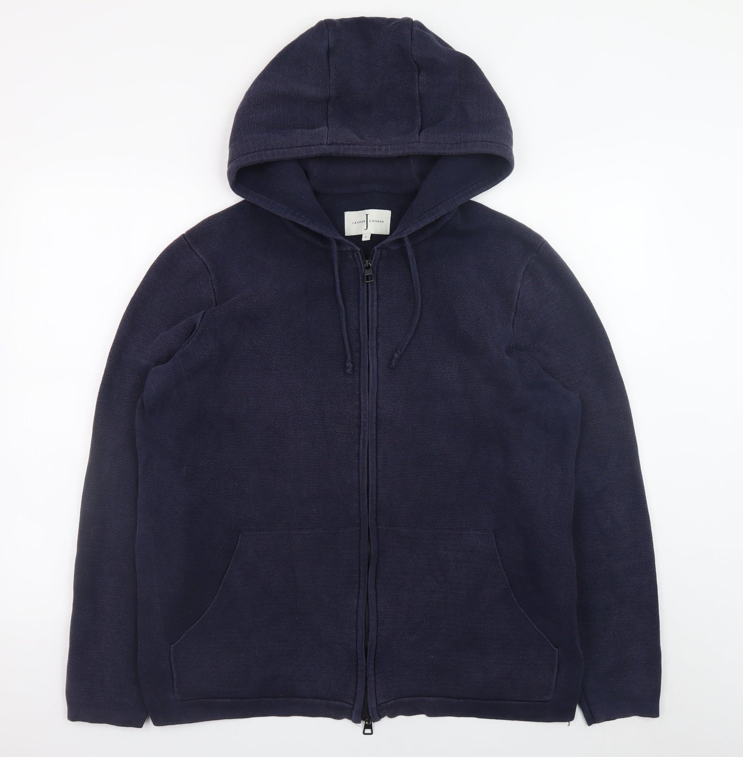 Jasper Conran Men's Blue Cotton Hooded Zip Jacket L
