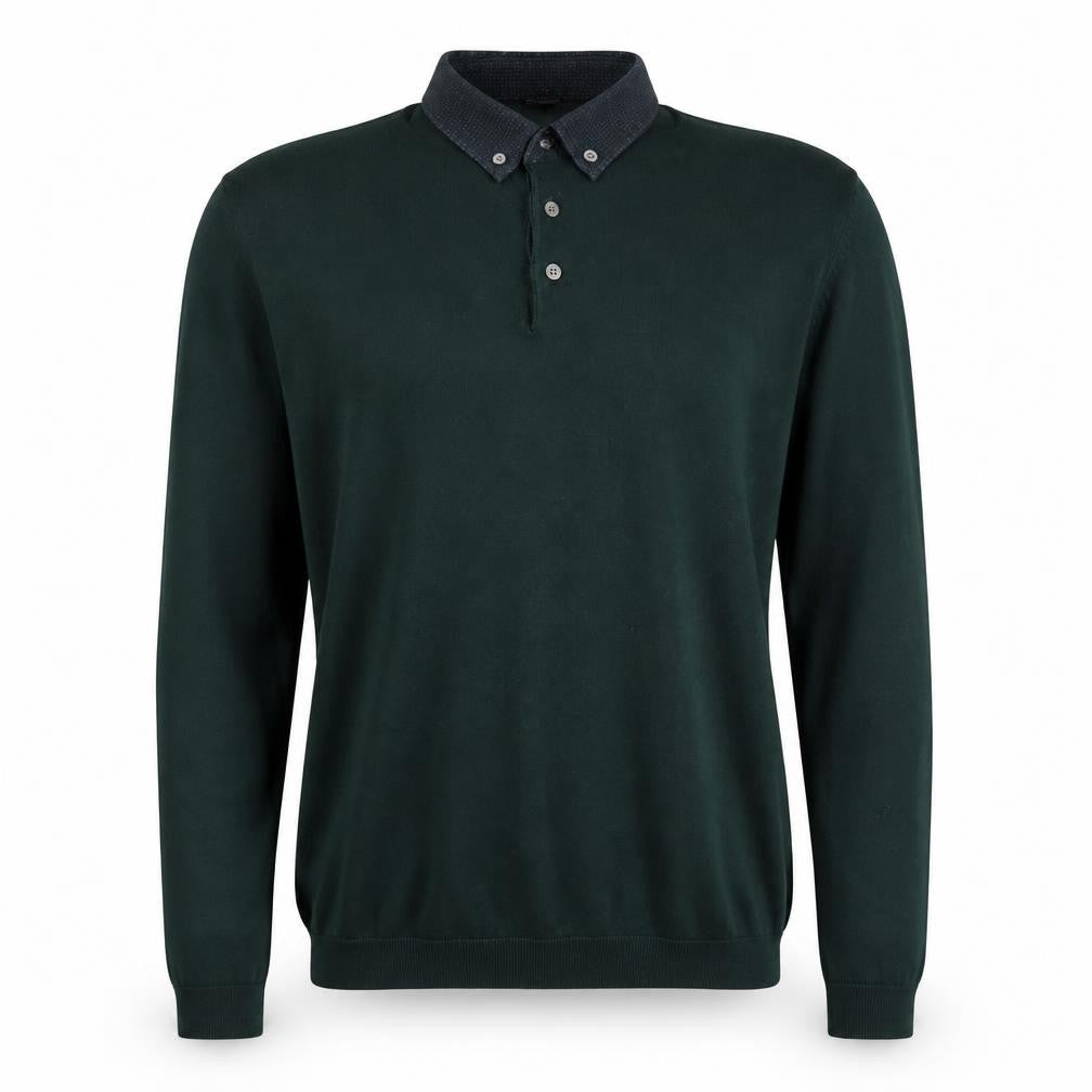 Next Mens Green Long Sleeve Polo Shirt Medium Cotton Blend