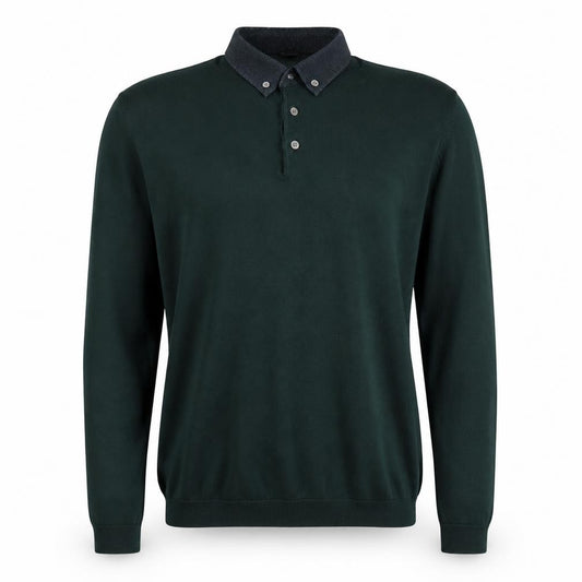 Next Mens Green Long Sleeve Polo Shirt Medium Cotton Blend