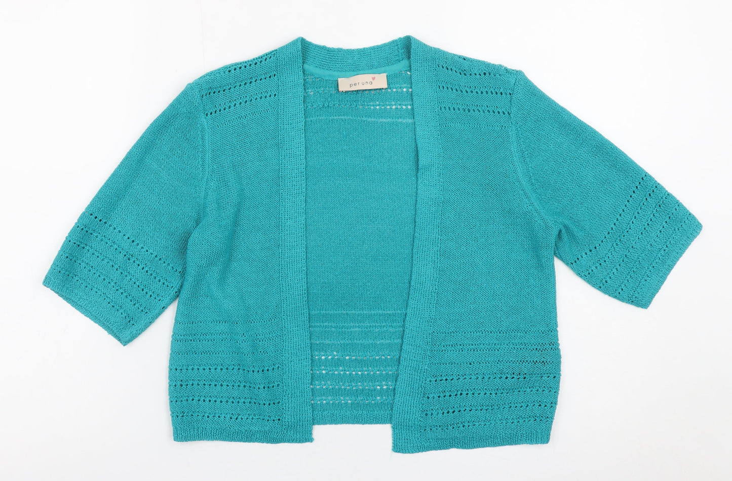Marks and Spencer Women’s Blue Open Knit 3/4 Sleeve Cardigan UK 8