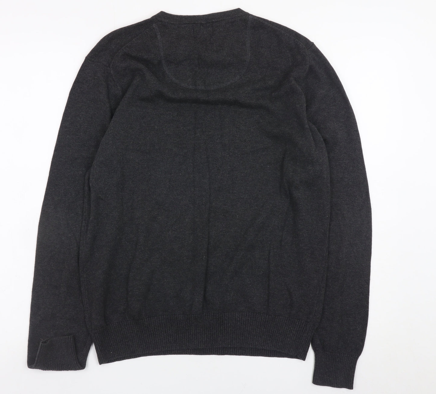 Baumler Men’s Grey Cotton V-Neck Jumper Size M Classic Knit
