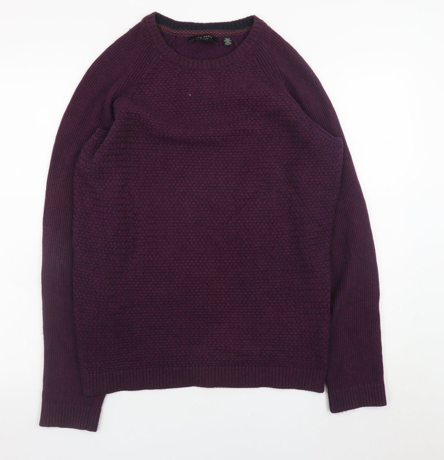 Ted Baker Men's Purple Cotton Wool Crew Neck Jumper Size M