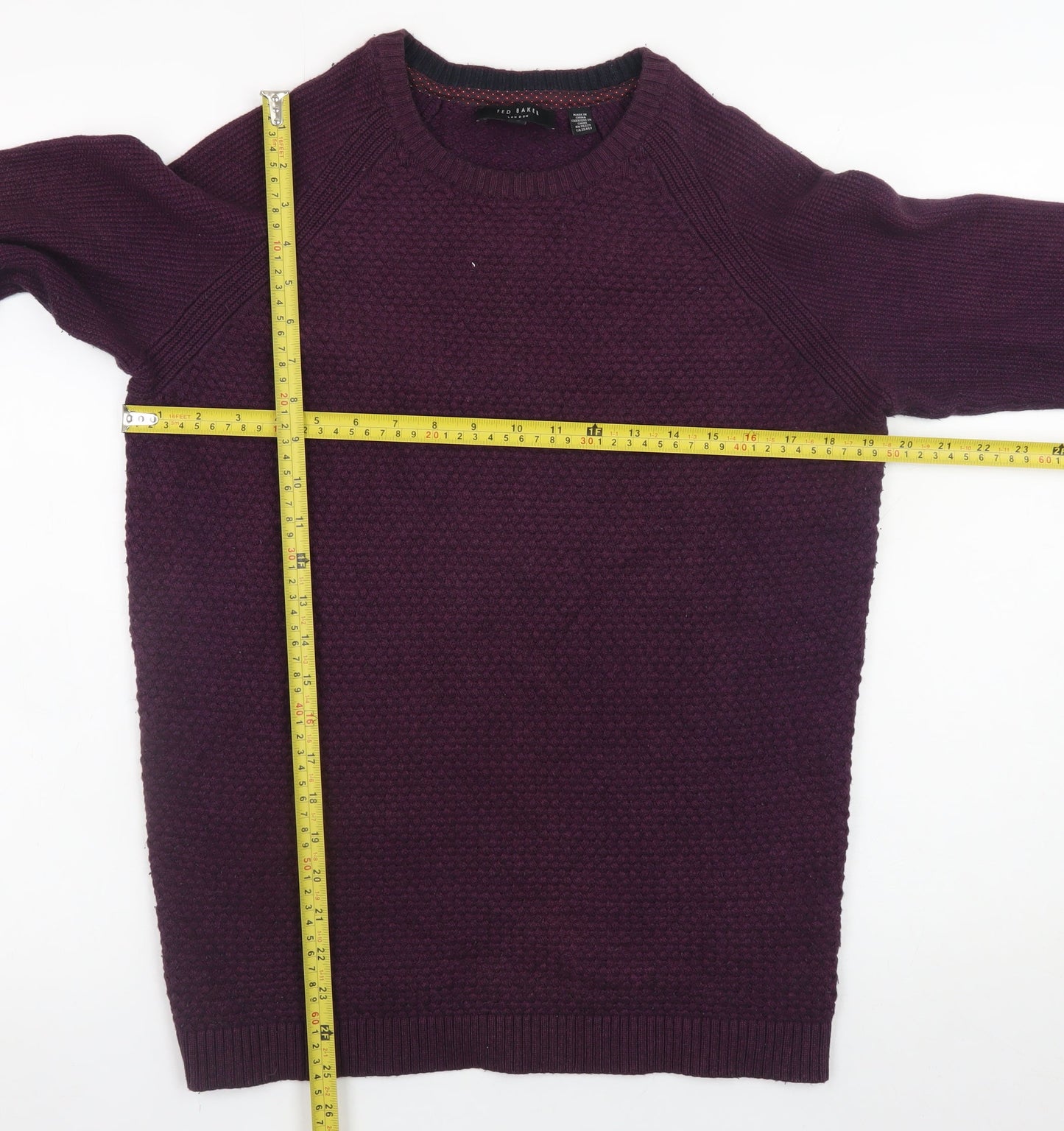 Ted Baker Men's Purple Cotton Wool Crew Neck Jumper Size M