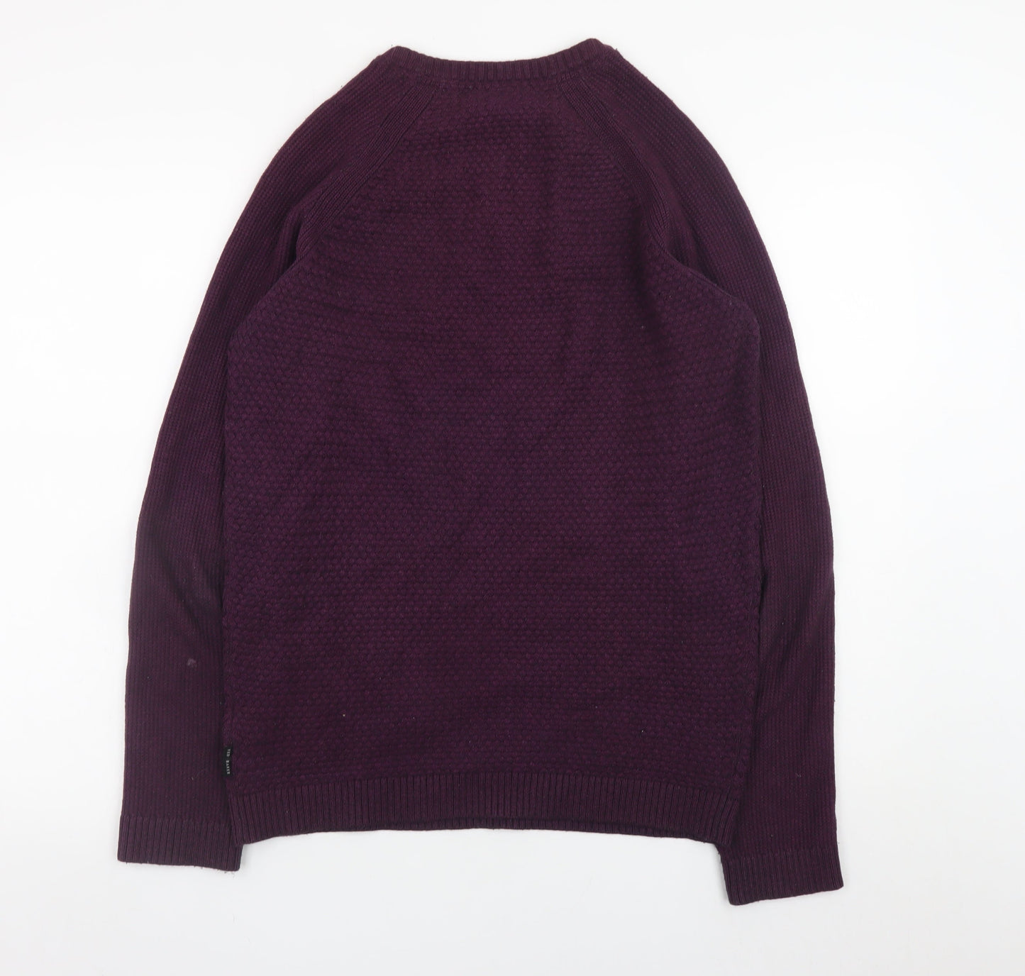 Ted Baker Men's Purple Cotton Wool Crew Neck Jumper Size M