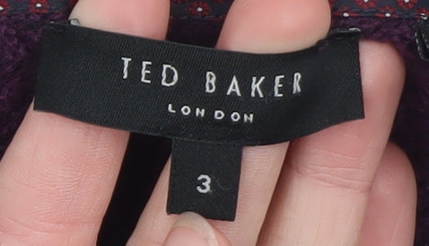 Ted Baker Men's Purple Cotton Wool Crew Neck Jumper Size M