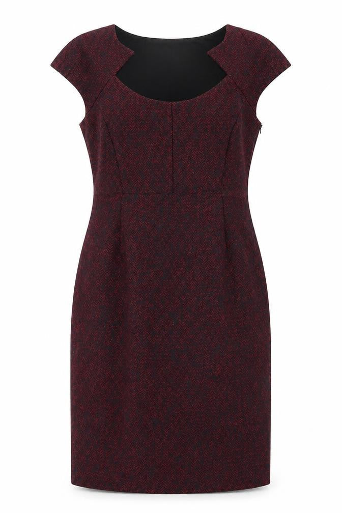 L.K. Bennett Women's Red Wool Blend Herringbone Sheath Dress Size 10