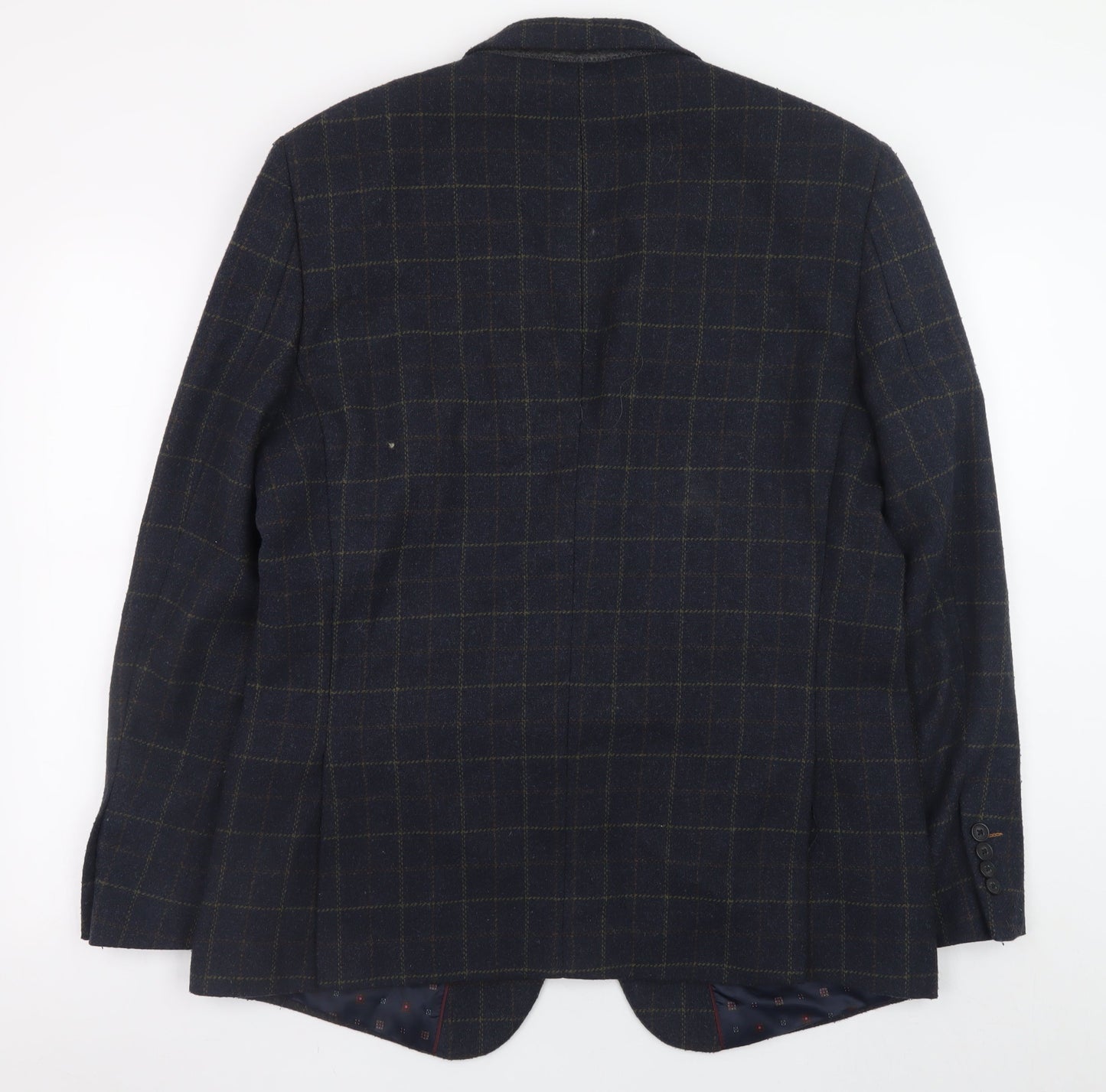 Tokyo Laundry Men's Blue Checked Wool Blend Blazer Size 44 Regular Fit