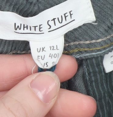 White Stuff Grey Wide-Leg Corduroy Trousers L Unisex