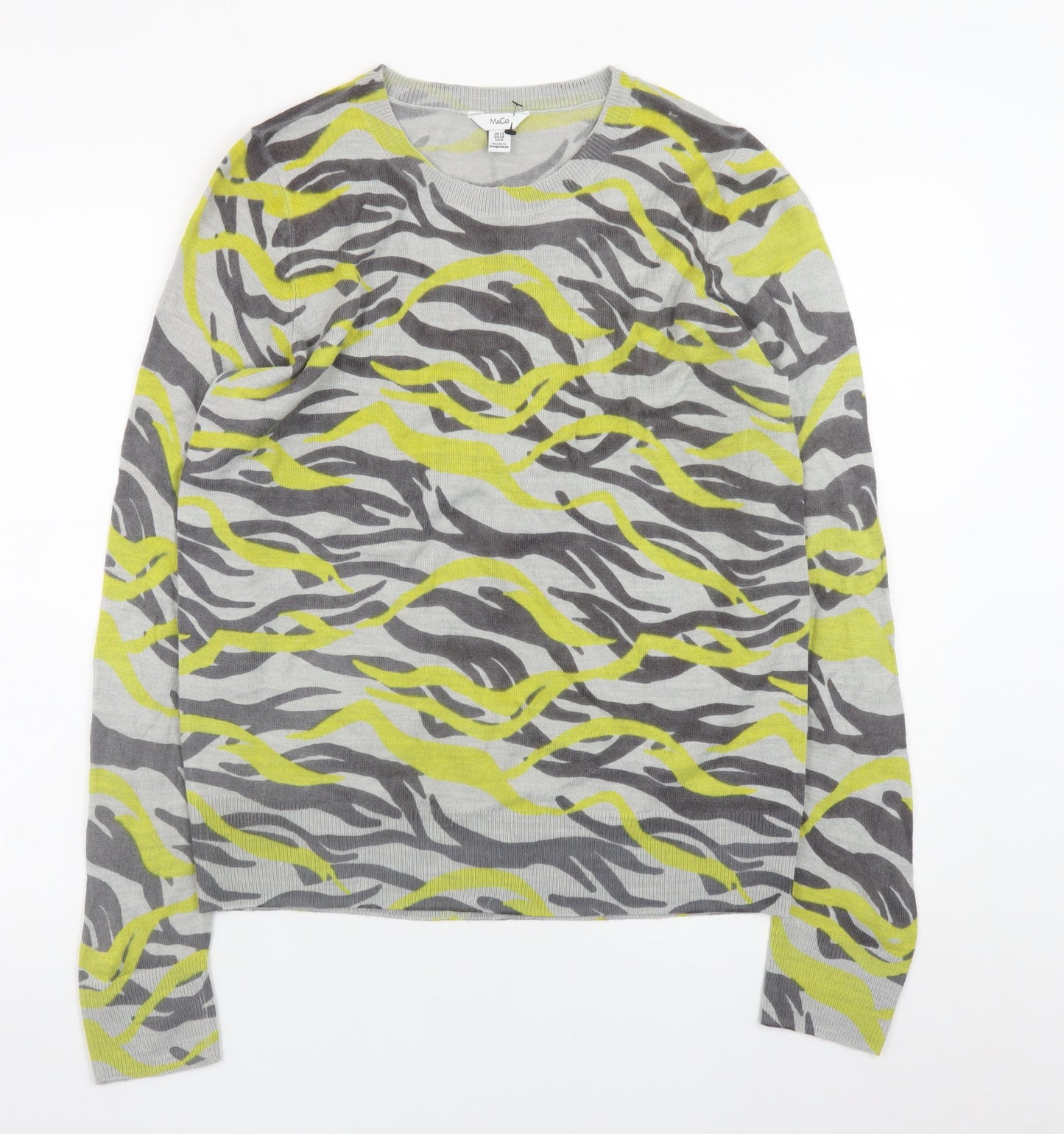 M&Co Women’s Grey Animal Print Acrylic Jumper UK12
