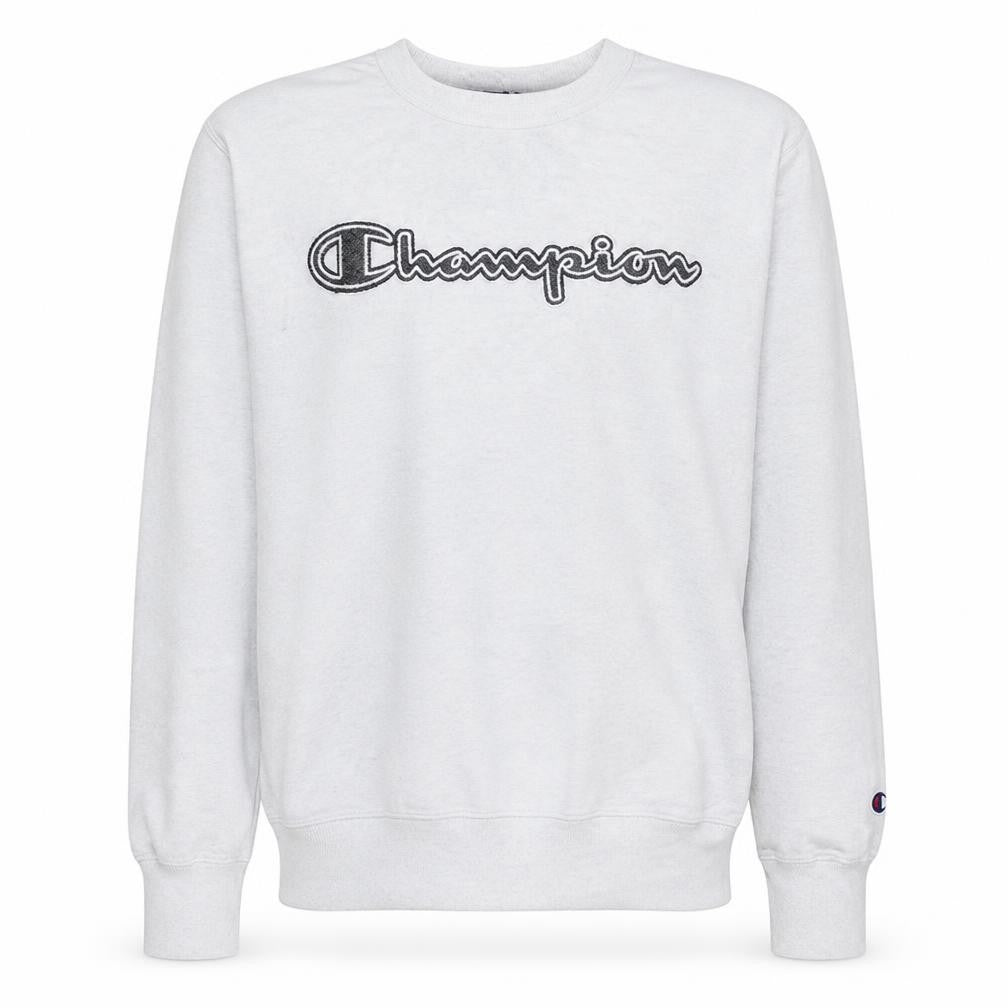Champion Men's White Pullover Sweatshirt M Crew Neck Fleece Logo