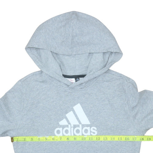 Adidas Boys Grey Colourblock Pullover Hoodie 14 Years