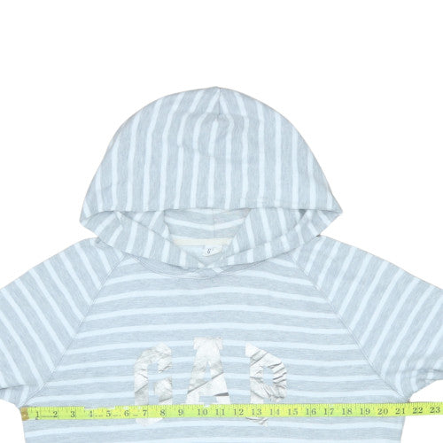 GAP Women Light Blue Striped Pullover Hoodie Size M Cotton Blend
