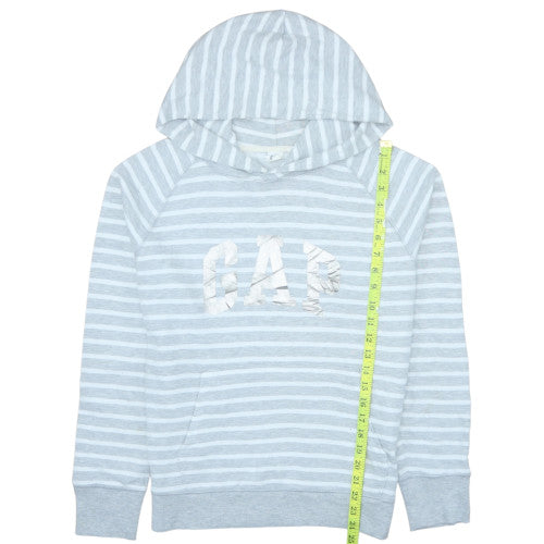 GAP Women Light Blue Striped Pullover Hoodie Size M Cotton Blend
