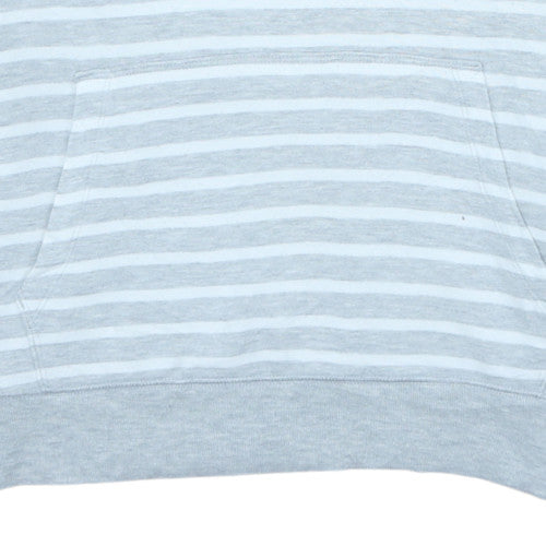 GAP Women Light Blue Striped Pullover Hoodie Size M Cotton Blend