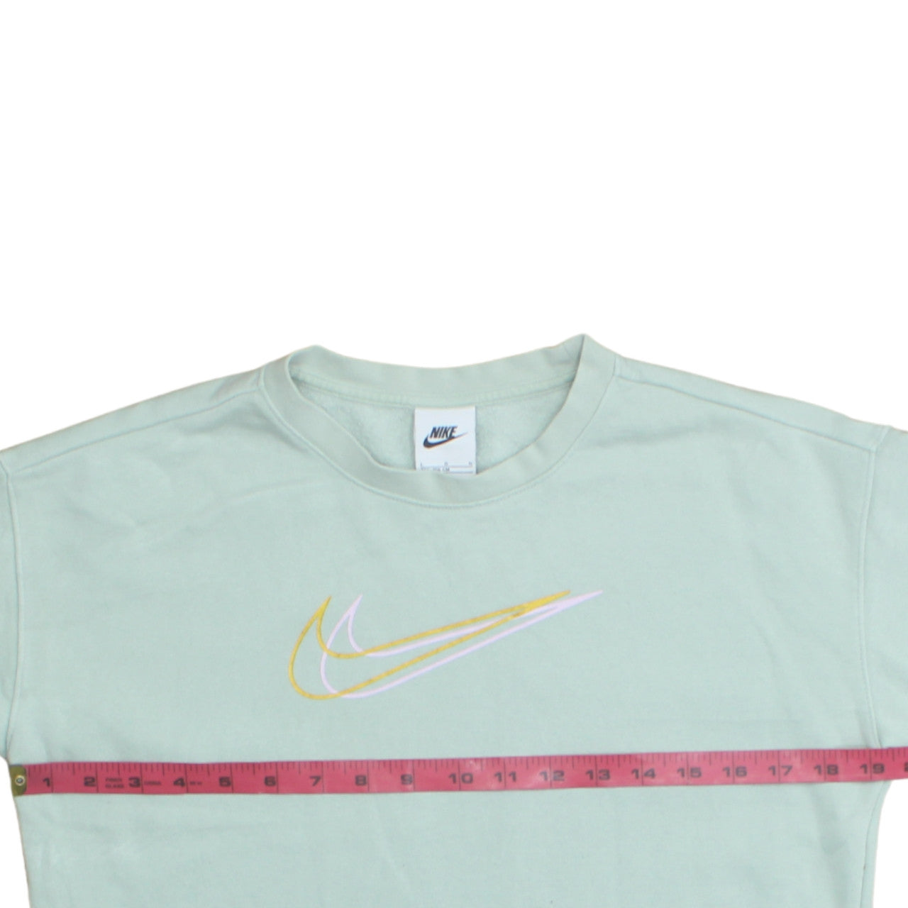 Nike Girls Green Logo Sweatshirt Size 146 Regular Fit Crew Neck