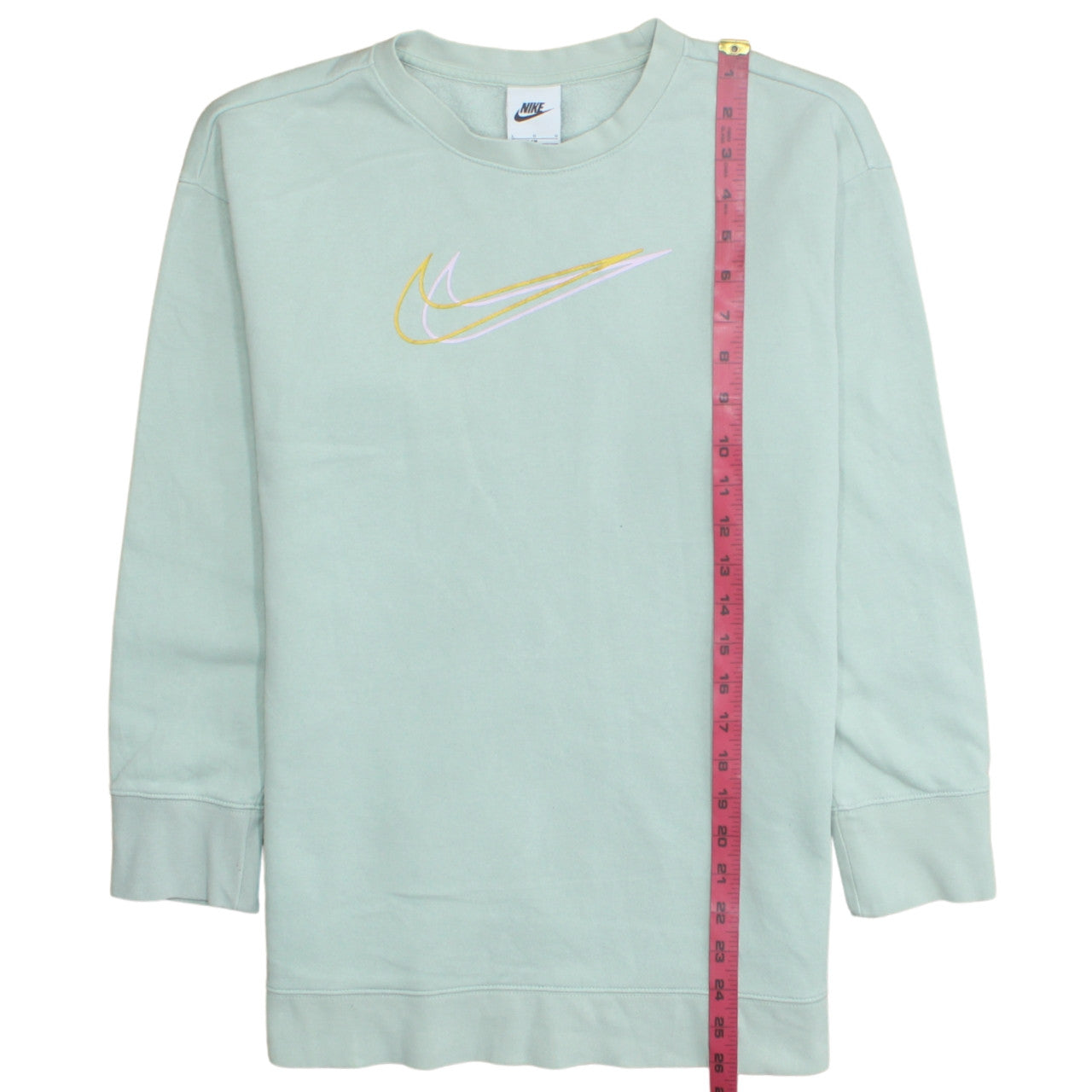 Nike Girls Green Logo Sweatshirt Size 146 Regular Fit Crew Neck
